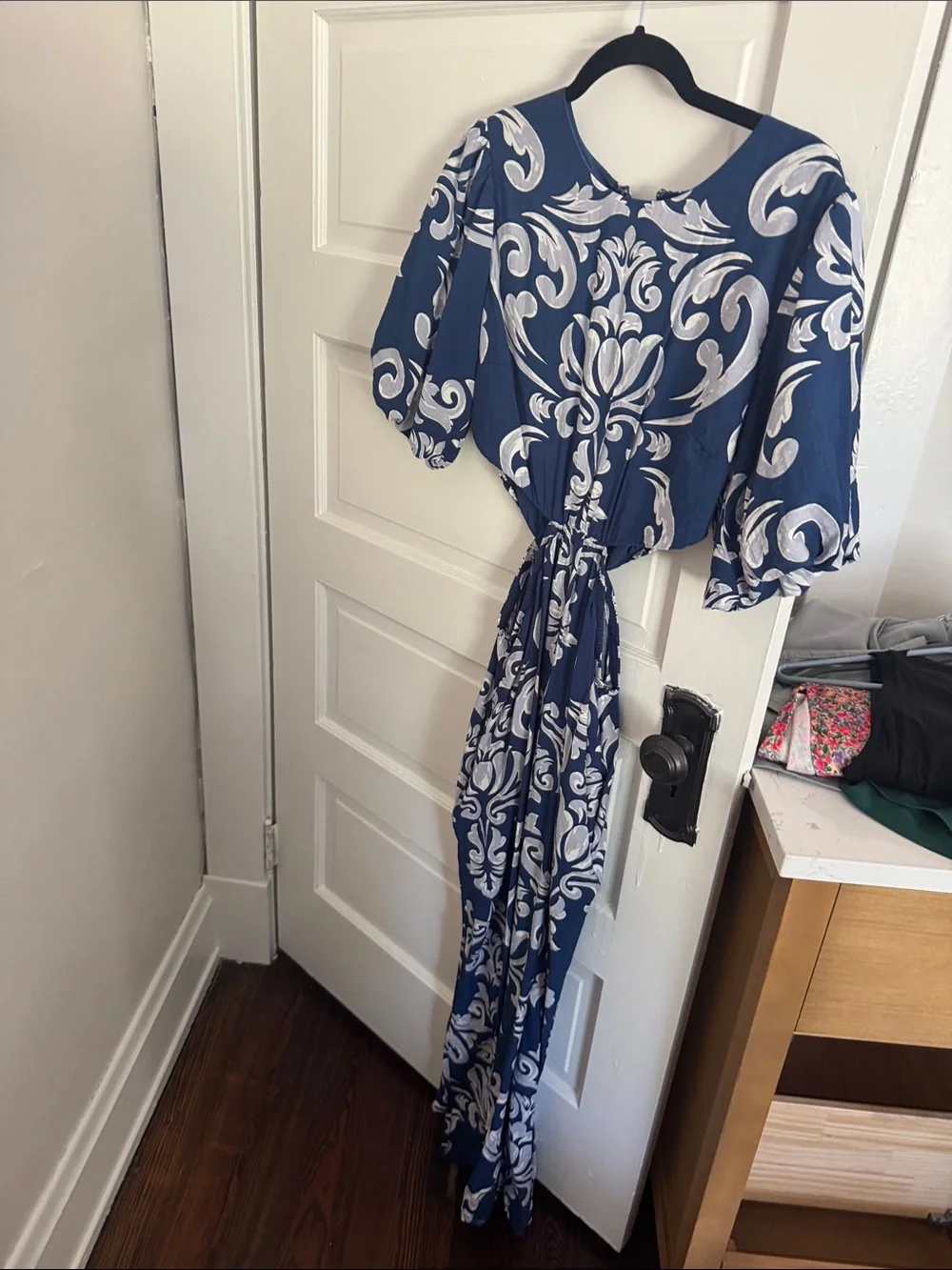 Abercrombie blue and White Floral Print Maxi Dress
